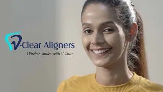 A clear dental aligner in its case, from a product film for V Clear Aligner