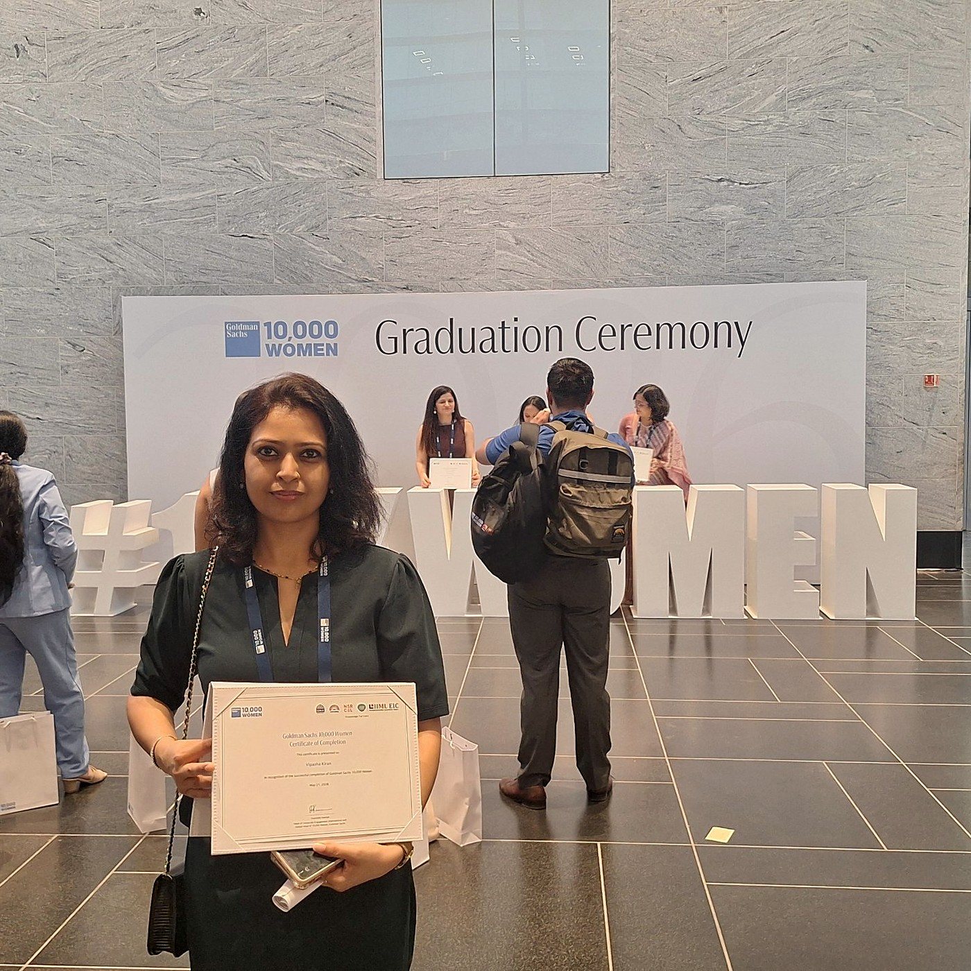Vipasha Kiran with her Goldman Sachs 10,000 Women certificate at the 2026 graduation ceremony
